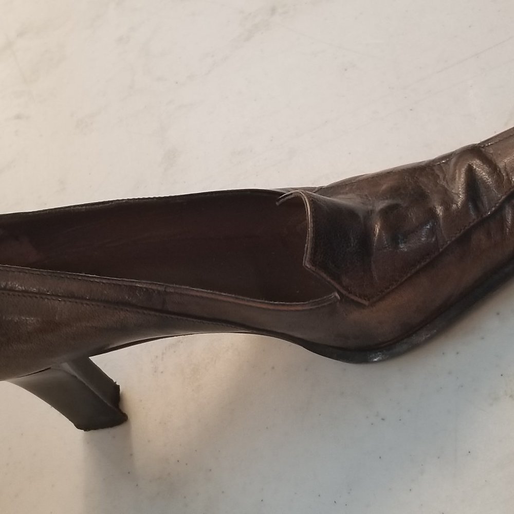 Ferri Vero Cuoio Brown Leather High Heels 6.5 - Picture 9 of 10